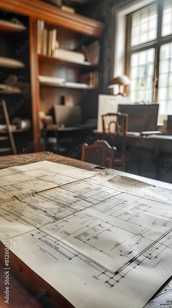 Detailed architectural blueprint plan for residential building construction project Detailed architectural blueprint plan for residential building construction project