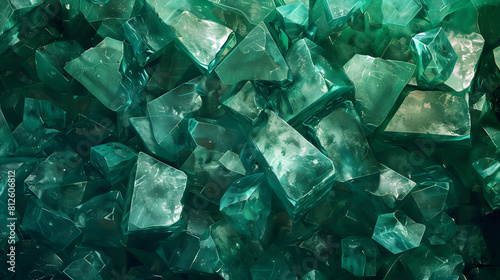 Emerald or Tourmaline green crystals. Gems. Mineral crystals in the natural environment