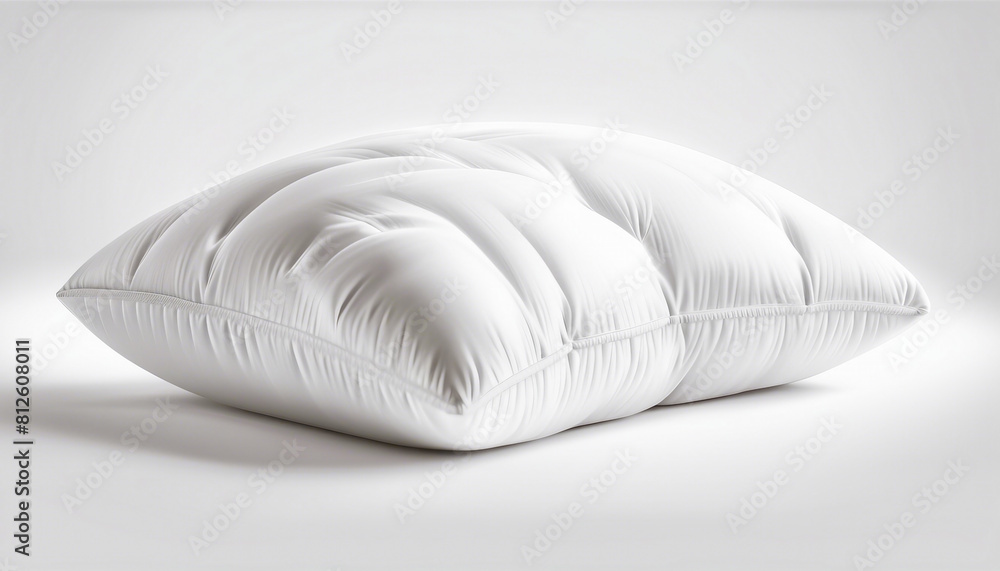 soft goose down white sleeping pillow, isolated white background, copy space for text. soft goose down white sleeping pillow, isolated white background, copy space for text.