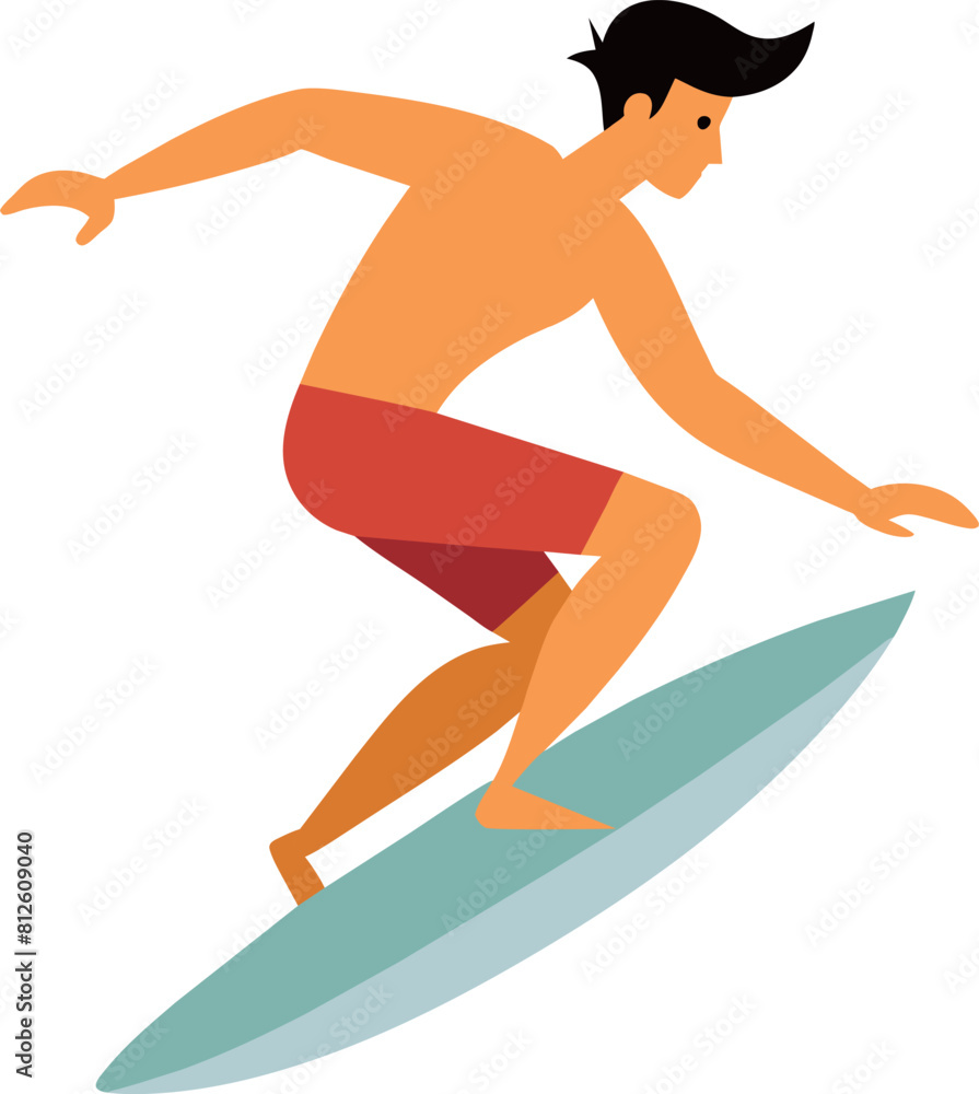 Illustration of a surfer on a surfboard on a white background Illustration of a surfer on a surfboard on a white background