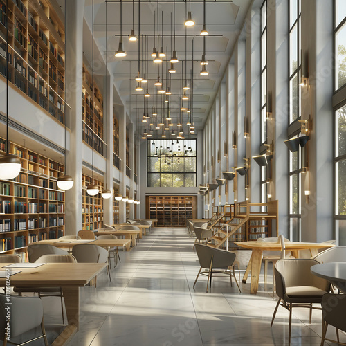 Serene University Library Rows, Generative Ai