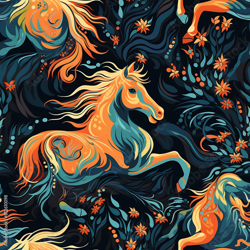 Horse seamless pattern  the beauty of design for many different graphic works