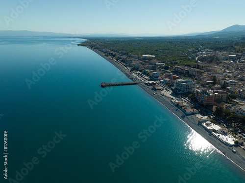Walkway over the sea of ​​the coast or beach of Trebisacce