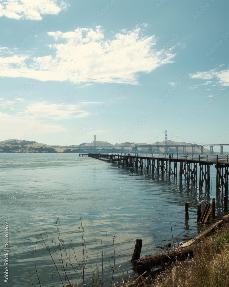 Obraz premium Exploring Carquinez Strait: An Architectural Marvel Connecting California's Rivers and Oceans