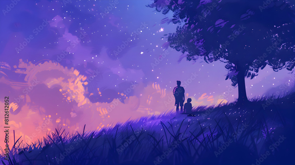 silhouette of a child illustration,father's day background.generative ai