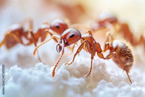 Odorous House Ants Feasting on Poison. Close-up of Small Brown Ants with Antennae and Arthropod