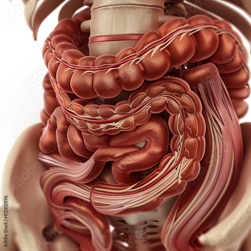 3D rendering of the human digestive system photo