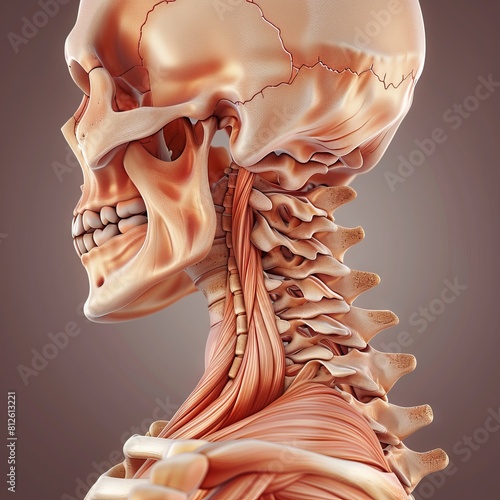 Human skull and neck muscles detailed anatomy photo