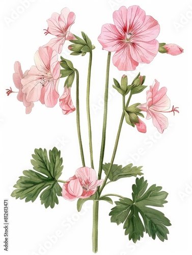 Potted Medicinal Plant: Pelargonium Sidoides, kapland-pelargonie, Umckaloabo - A Heilpflanze photo