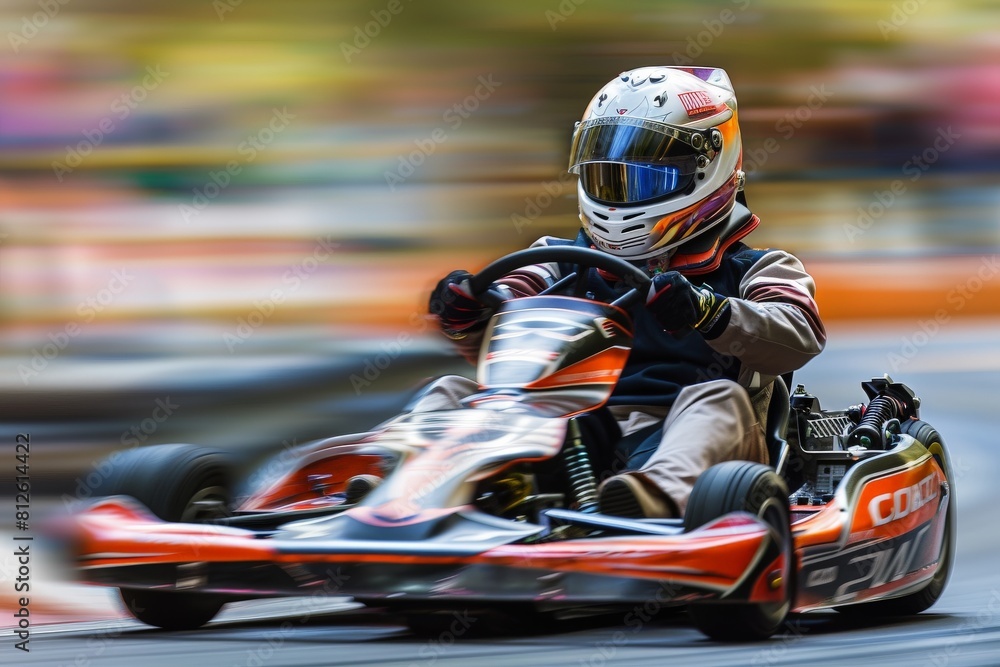View of indoor karting racetrack, go-kart competition, go-cart racing track. Beautiful simple AI generated image in 4K, unique. View of indoor karting racetrack, go-kart competition, go-cart racing track. Beautiful simple AI generated image in 4K, unique.