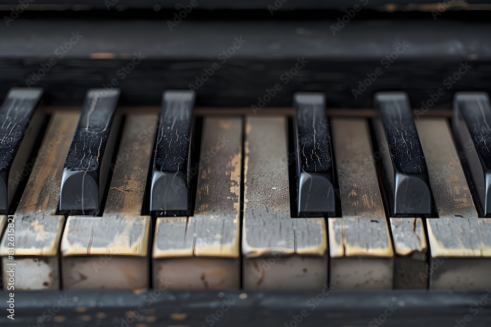 Close-up of piano keys. Close frontal view. Close-up of piano keys. Close frontal view.