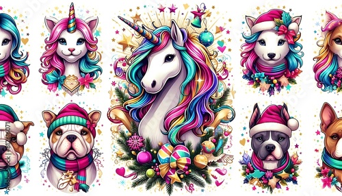 Many dogs and unicorns image art art harmony used for printing illustrator illustrator.