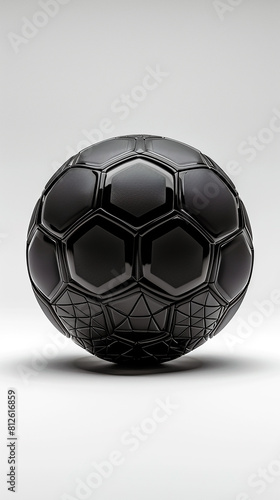 Elegant Black Soccer Ball on a Neutral Background