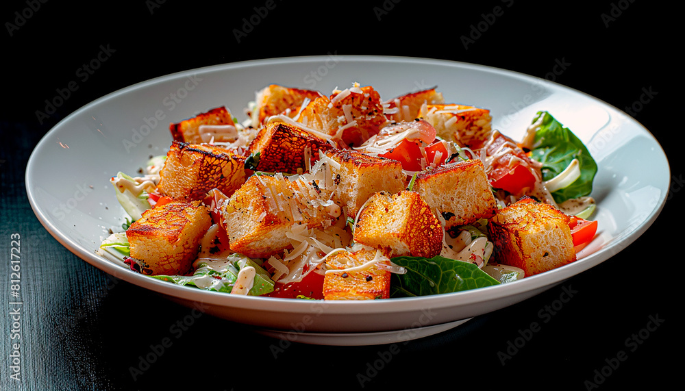 Delicious Caesar Salad with Crispy Croutons and Parmesan Delicious Caesar Salad with Crispy Croutons and Parmesan