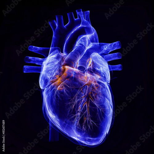 Humen heart  x-ray film on a dark blue background photo