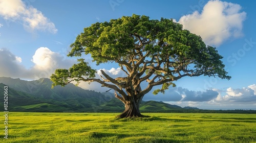 Endemic Koa Trees on Lush Green Farmland in Kauai, Hawaii: A Common and Popular Tree with Medicinal