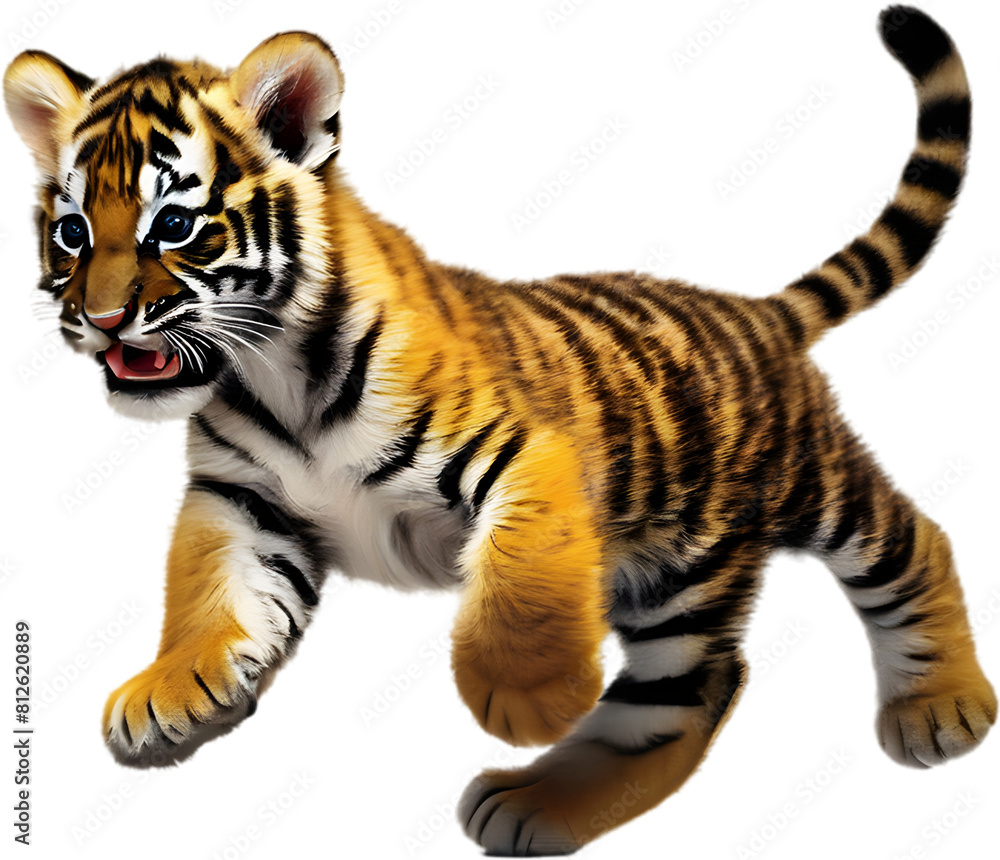 Fototapeta premium Watercolor painting of a cute tiger cub. 