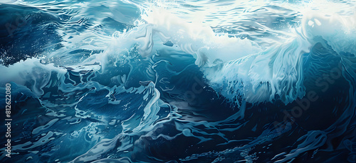 Sea waves, ocean waves, clear ocean, realistic illustration, horizontal orientation 