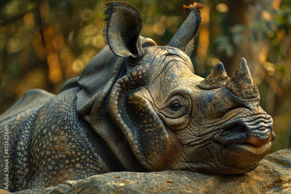 Javan Rhino Close Up. A Magnificent Mammal, Endangered and Rare ...