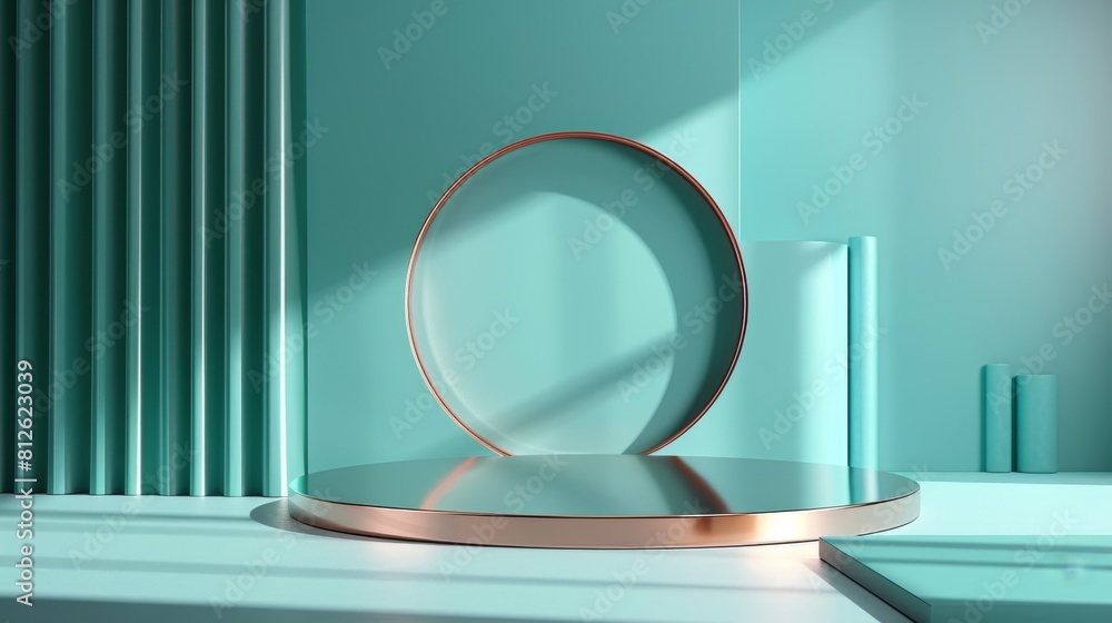 Minimalist Sky Blue and Cream Setup for Premium Skin Care Product Presentation, Luxury 3D Style Minimalist Sky Blue and Cream Setup for Premium Skin Care Product Presentation, Luxury 3D Style