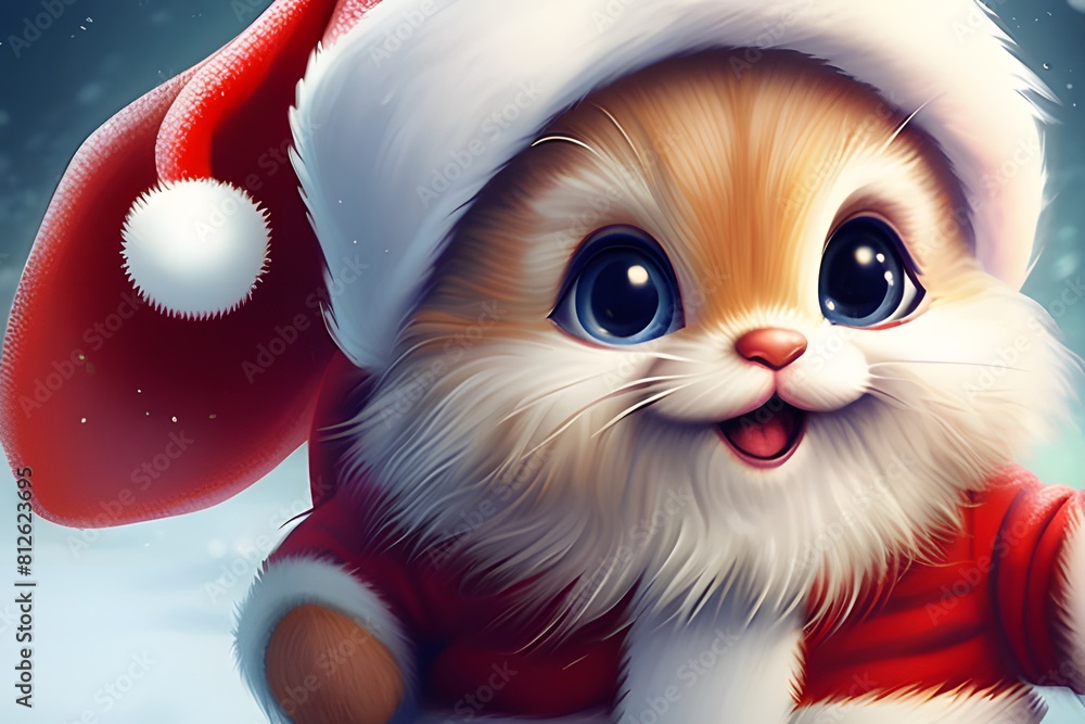 Santa-clad cute animals. Generative ai. Santa-clad cute animals. Generative ai.