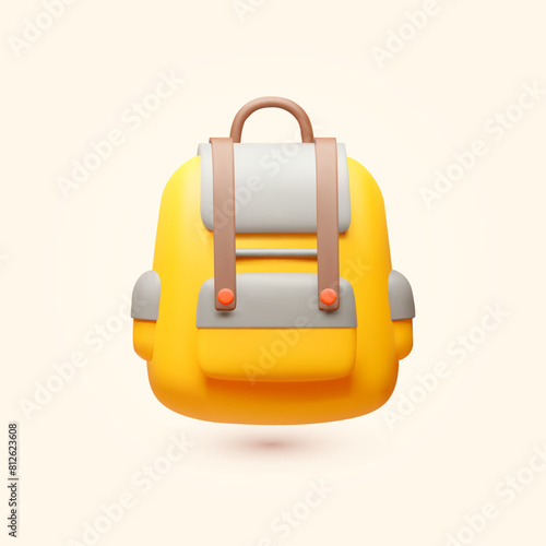 Yellow school bag. Student backpack. Back to school design.