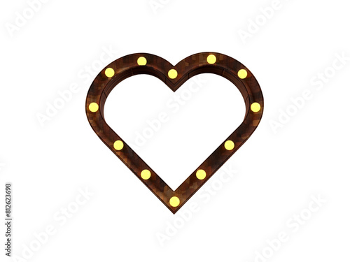 wooden heart illustration with LED lights Festa Junina