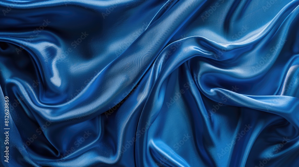 Blue silk fabric background in close up Blue silk fabric background in close up