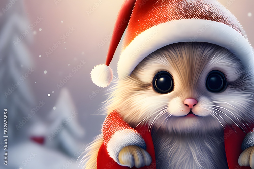 Santa-clad cute animals. Generative ai. Santa-clad cute animals. Generative ai.