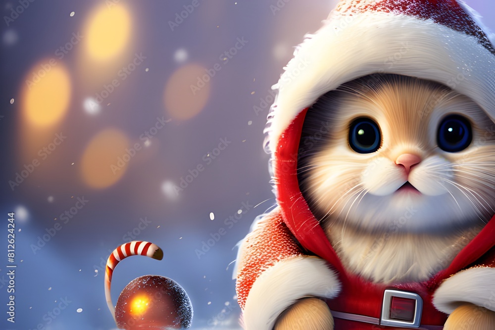 Santa-clad cute animals. Generative ai. Santa-clad cute animals. Generative ai.