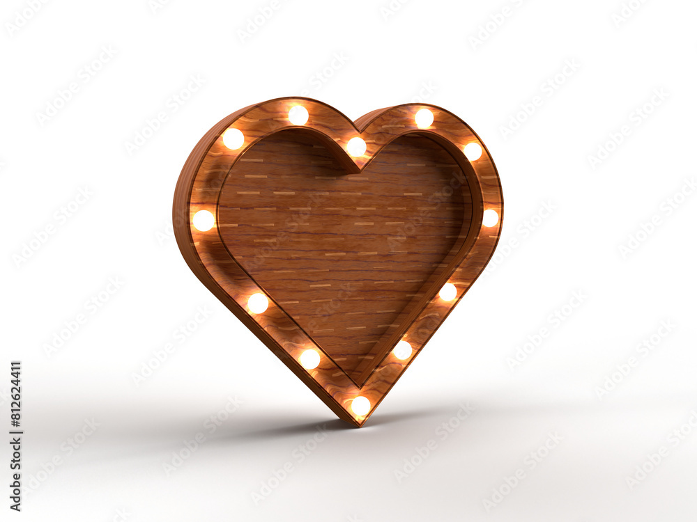 wooden heart illustration with LED lights Festa Junina wooden heart illustration with LED lights Festa Junina