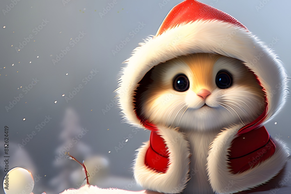 Santa-clad cute animals. Generative ai. Santa-clad cute animals. Generative ai.