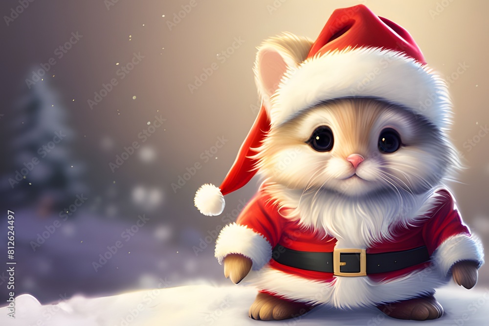 Santa-clad cute animals. Generative ai. Santa-clad cute animals. Generative ai.