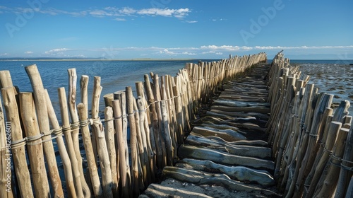 Dike crafted by a fisherman in Luc sur Mer photo