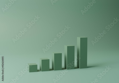 Green Business Exponential Growth concept. Ecological Financial Profit success. Copy space. 3D rendering.