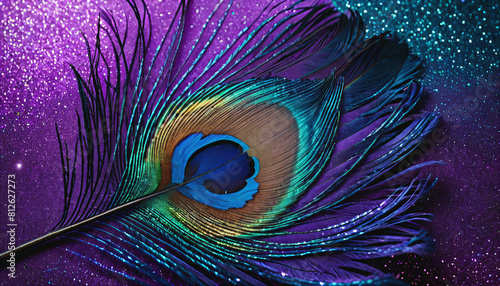 Purple peacock feather on purple backgrpund