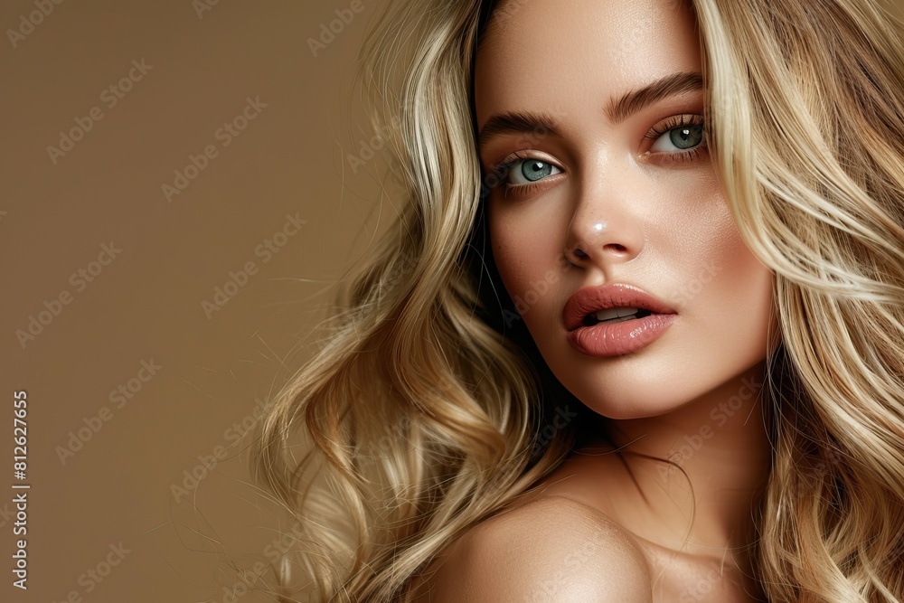 Naklejka premium young sexy blonde woman on light grey background