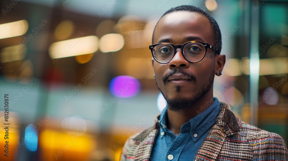 portrait of a black businessman in brown and blue portrait of a black businessman in brown and blue