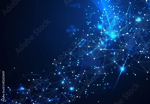 An abstract image showing glowing network lines and nodes on a dark blue background, often associated with technology and data