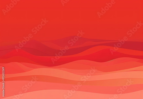 This image features a digital abstract landscape with layered red wavy patterns simulating hills or dunes