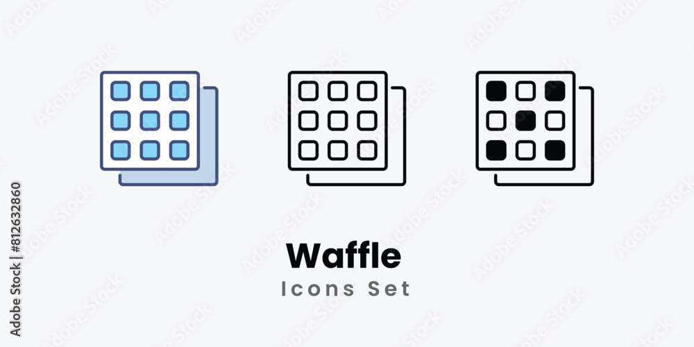 Waffle Icons thin line and glyph vector icon stock illustration Waffle Icons thin line and glyph vector icon stock illustration