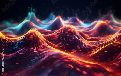 An abstract image of a wave of colourful lights  Abstract Background and Technological background concept