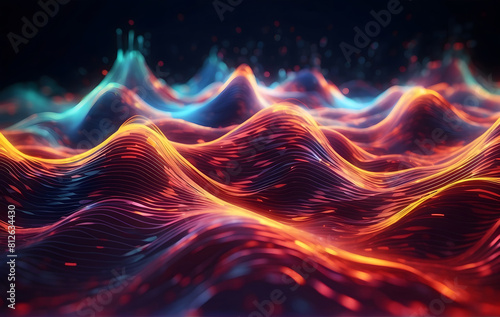 Wallpaper Mural An abstract image of a wave of colourful lights, Abstract Background and Technological background concept Torontodigital.ca