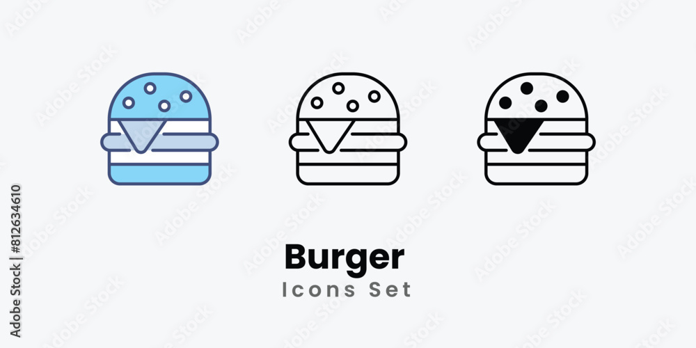 Burger Icons thin line and glyph vector icon stock illustration Burger Icons thin line and glyph vector icon stock illustration