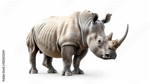 A rhino standing on a white surface  suitable for various projects