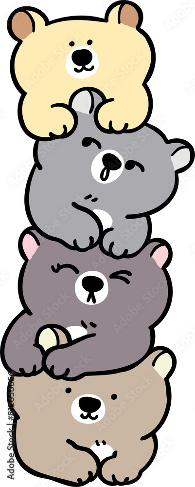 Obraz premium Cute Cartoon Bear Pile