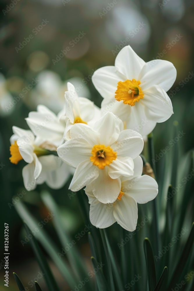 A group of white flowers with yellow centers. Perfect for springtime designs A group of white flowers with yellow centers. Perfect for springtime designs