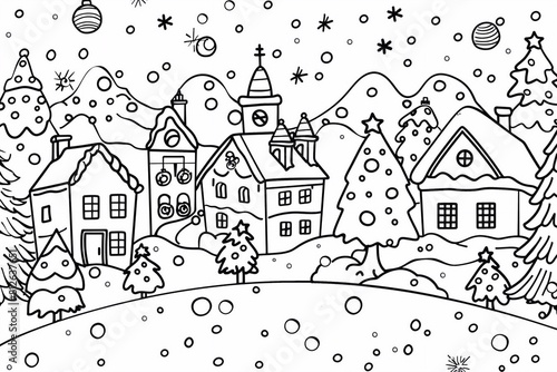 Unleash your creativity with an easy-to-use Christmas coloring page designed for printing on standard paper. Delight in the charm of a cute black and white illustration, perfect for adding your person