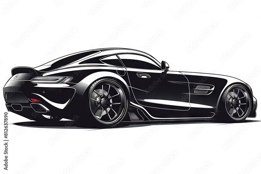Fototapeta premium Sleek Roadster Car Cruising Coastal Roadway