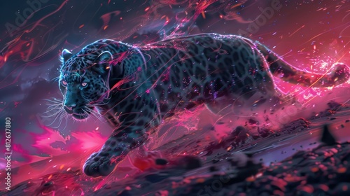 Cool Wallpaper. Panther in Majestic Natural Habitat 3D Illustration